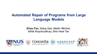 Automated Repair of Programs from Large Language Models