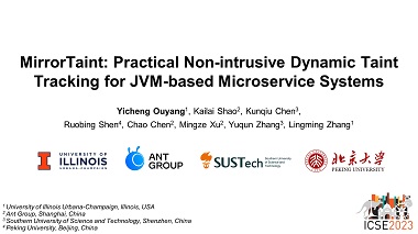 MirrorTaint: Practical Non-intrusive Dynamic Taint Tracking for JVM-based Microservice Systems